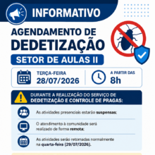 Informativo – Agendamento de Dedetização do Setor de Aulas II – Dia 28/07/2026