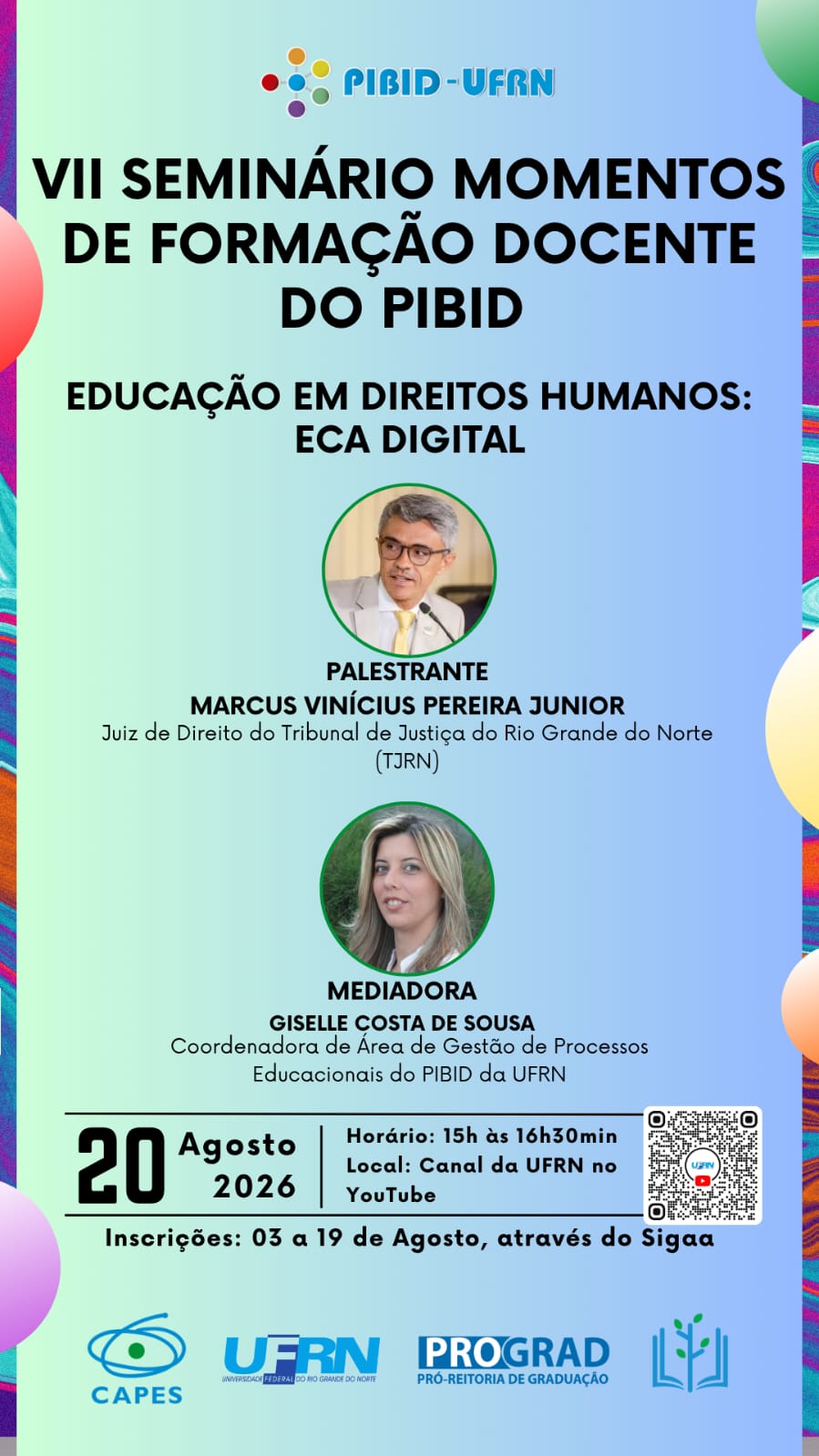 Divulgação – Convite: VII Seminário Momentos de Formação Docente do PIBID – Educação em Direitos Humanos: ECA Digital